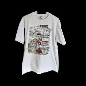 Vintage 1991 Hershey's Shirt Mens XL White Short Sleeve Cotton USA History